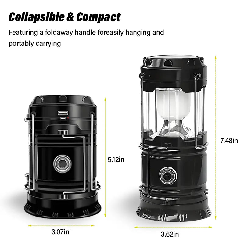 4-Pack Collapsible LED Camping Lanterns, Rechargeable Solar USB Emergency Lights