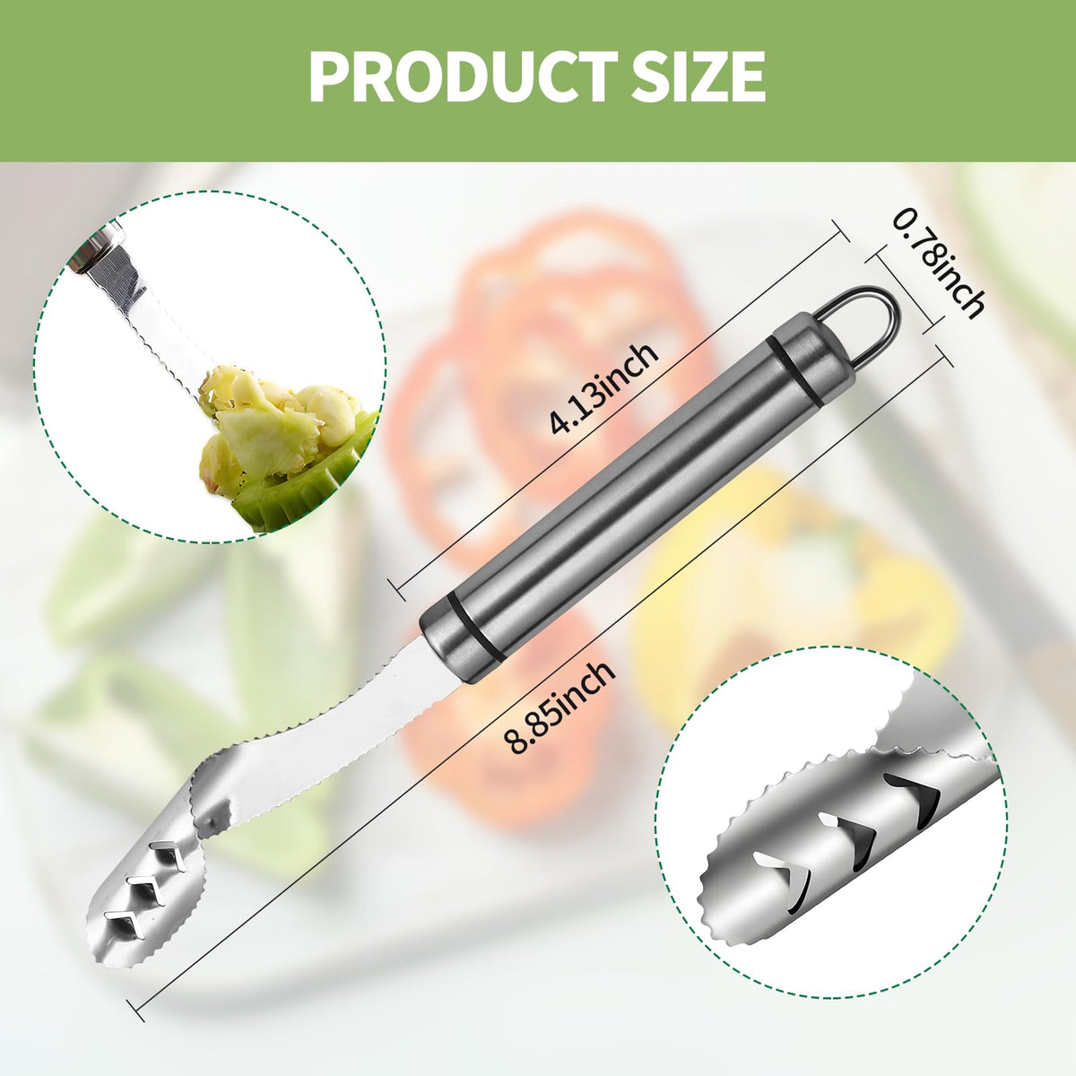 2-in-1 Jalapeño Pepper Corer and Seed Remover, Stainless Steel Chili Coring Tool, 2-Pack