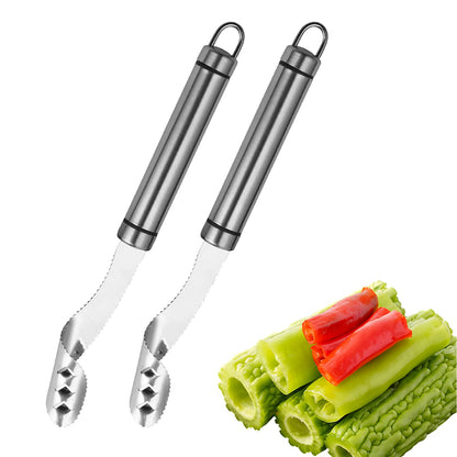 2-in-1 Jalapeño Pepper Corer and Seed Remover, Stainless Steel Chili Coring Tool, 2-Pack