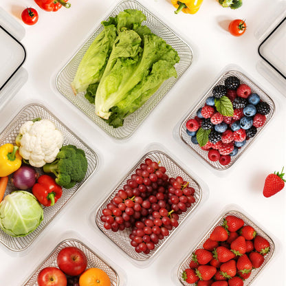 5-Pack Stackable Refrigerator Storage Containers with Removable Colanders, BPA-Free Food Organizers