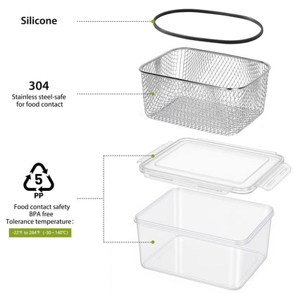 5-Pack Stackable Refrigerator Storage Containers with Removable Colanders, BPA-Free Food Organizers