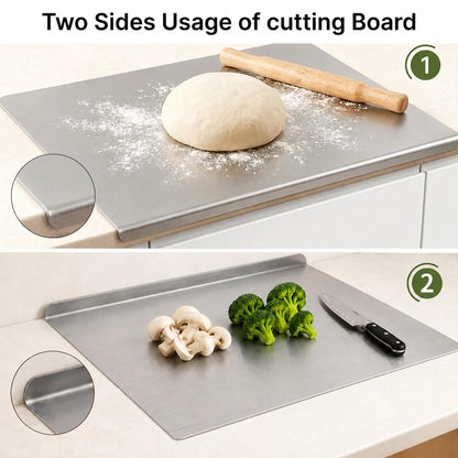 Stainless Steel Cutting Board with Counter Lip & Non-Slip Mat, 15.7" × 11.8"