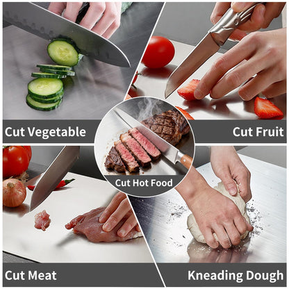 Stainless Steel Cutting Board with Counter Lip & Non-Slip Mat, 15.7" × 11.8"